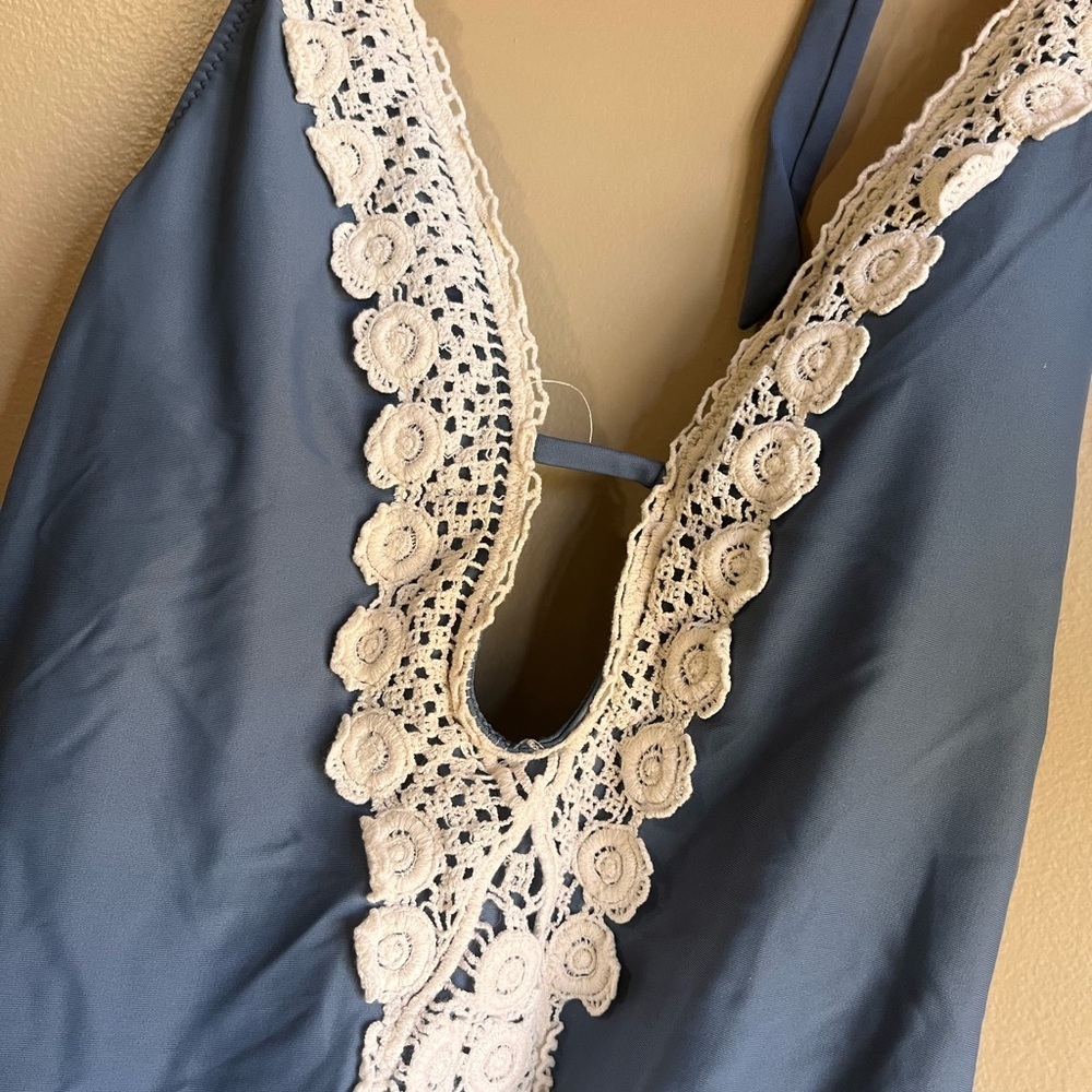 Blue Mossimo One-Piece Swimsuit with Lace Detail - Picture 3 of 5